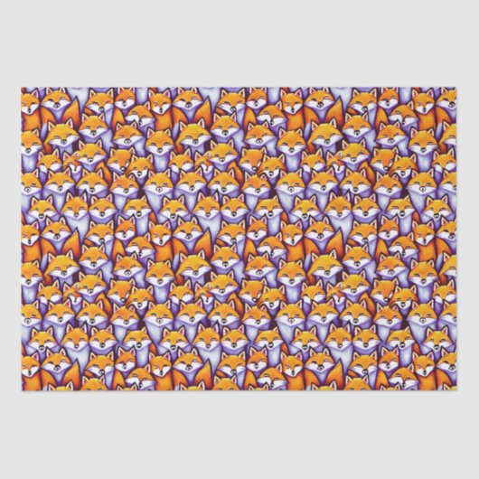 キツネのコラージュ模様の森林動物 薄葉紙 (正面)