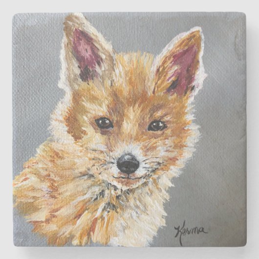 キツネのコースター ストーンコースター (正面)