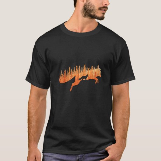 キツネのシルエット 狐の森の狩人 1 Tシャツ (正面)