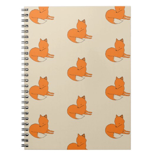 キツネのスケッチの写真のノート ノートブック (正面)