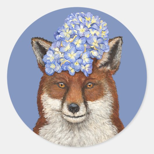 キツネのステッカーを盗む ラウンドシール (正面)