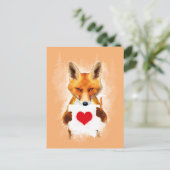 キツネのハートを持っている – 私はあなたを愛している! ポストカード (スタンド正面)