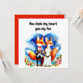 キツネのバレンタインデーカード カード (正面/裏面インサイチュ)
