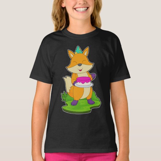キツネのバースデーケーキ Tシャツ (正面)