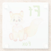 キツネのパーソナライズABC：レターF – 名前の追加 ガラスコースター (裏面)