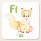 キツネのパーソナライズABC：レターF – 名前の追加 スクエアペーパーコースター (正面)