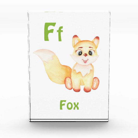 キツネのパーソナライズABC:レターF – 名前の追加 フォトブロック (正面)