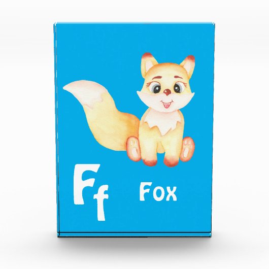 キツネのパーソナライズABC:レターF – 名前の追加 フォトブロック (正面)