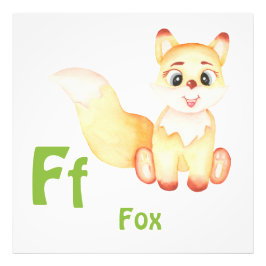 キツネのパーソナライズABC:レターF – 名前の追加 フォトプリント