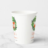 キツネのブライダルシャワー　森の水彩画　グリーン 紙コップ (右)