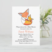 キツネのベビーシャワーの招待状のキツネのお母さんのベビーの森林 招待状 (スタンド正面)