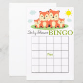 キツネのベビーシャワービンゴカード (正面/裏面)
