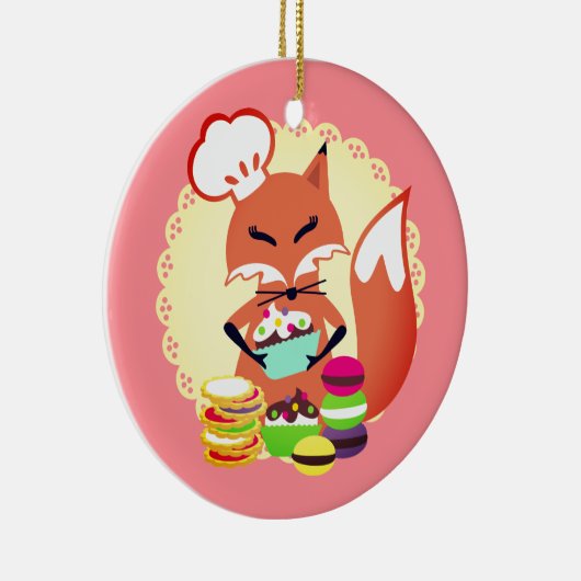 キツネのペーストリー作りの職人のパン屋の料理用のクリスマスのオーナメント セラミックオーナメント (右)
