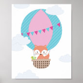 キツネのホットエアバルーンの幼児アート ポスター (正面)
