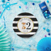 キツネのポンポンのストライプな誕生日 ペーパープレート (パーティー)