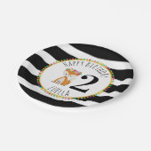 キツネのポンポンのストライプな誕生日 ペーパープレート (アングル)