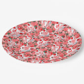 キツネのマスクとピンクの椿 ペーパープレート (アングル)