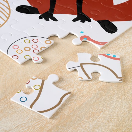 キツネのモダンWoodlandパターンのパーソナライズ ジグソーパズル (側面)