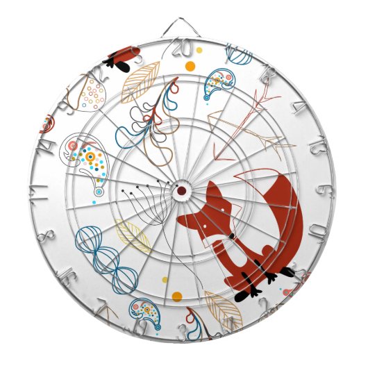 キツネのモダンWoodlandパターンのパーソナライズ ダーツボード (正面)