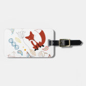 キツネのモダンWoodlandパターンのパーソナライズ ラゲッジタグ (正面横)