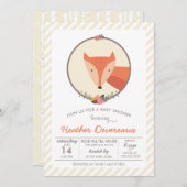 キツネの中立性のベビーシャワー 招待状 (正面/裏面)