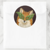 キツネの丸いシールをスリる ラウンドシール (バッグ)