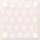 キツネの仮面とピンクの椿 ガラスコースター (裏面)