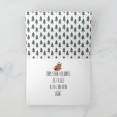 キツネの休日。 雪または森林オリジナルのキツネそしてベビー シーズンカード (内部)