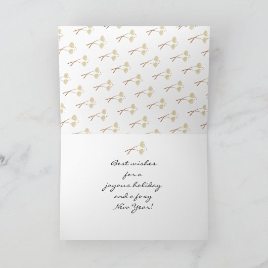 キツネの冬の雪の写真クリスマスカード シーズンカード (内部)