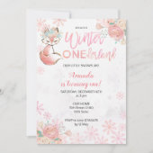 キツネの冬のONEderlandの雪の誕生日の招待 招待状 (正面)