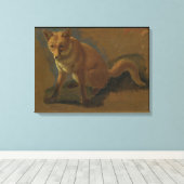 キツネの勉強(パネル上の油) キャンバスプリント (インサイチュ (ウッドフロア))