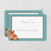 キツネの双生児のベビーシャワーはノート感謝していしています ノートカード (正面/裏面)