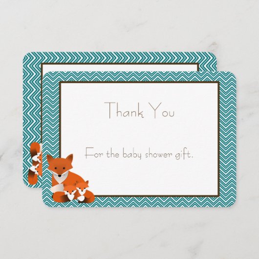 キツネの双生児のベビーシャワーはノート感謝していしています ノートカード (正面/裏面)