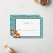 キツネの双生児のベビーシャワーはノート感謝していしています ノートカード (正面/裏面インサイチュ)