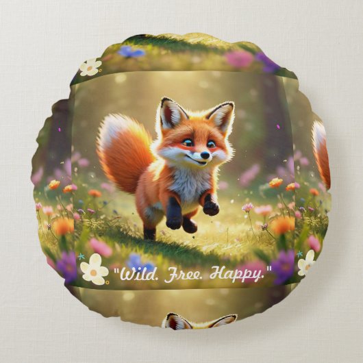 キツネの喜び ラウンドクッション (正面)
