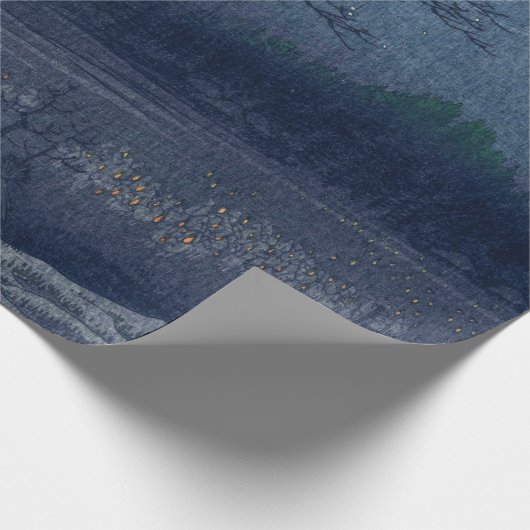 キツネの夜の神社ヴィンテージ浮世日本の絵 ラッピングペーパー (角)