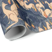 キツネの夜の神社ヴィンテージ浮世日本の絵 ラッピングペーパー (ロールコーナー)