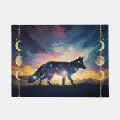 キツネの夜空のフォーマット – 星、月の枠、日没 ドアマット (正面)