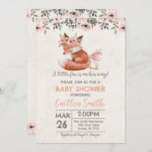 キツネの女の子のベビーシャワー　ウッドランド　ラスティック　招待状 招待状 (正面/裏面)