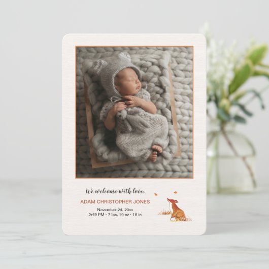 キツネの子写真出生発表 招待状 (スタンド正面)