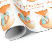 キツネの子　冬のアート　パーソナライズされたクリスマスラッピング ラッピングペーパー (ロールコーナー)