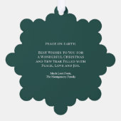 キツネの家族の森の満月の降雪クリスマス オーナメントカード (裏面)