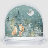 キツネの家族の森の満月の降雪水色 (裏面)