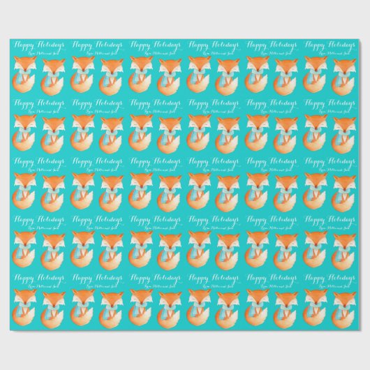 キツネの幼いこどもの冬の芸術は水のクリスマスの覆いを個人化します ラッピングペーパー (フラット)