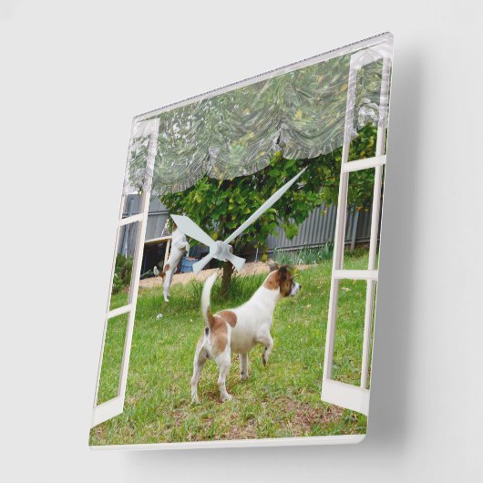 キツネの恐怖が庭を探検していた スクエア壁時計 (傾斜)