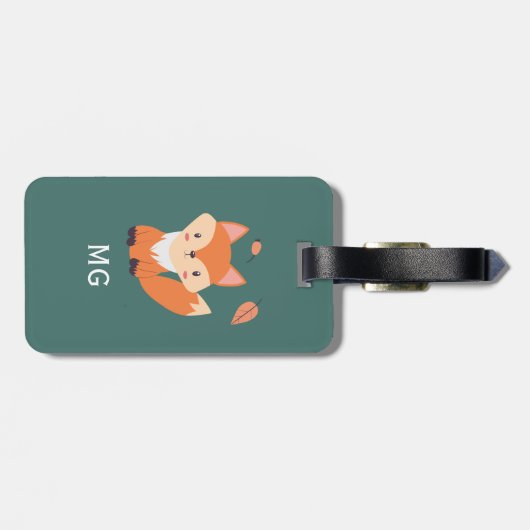 キツネの森の緑、かわいい荷物タグ ラゲッジタグ (裏面横)