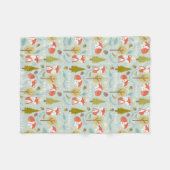 キツネの森林淡いブルーのパーソナライズ フリースブランケット (正面(横))