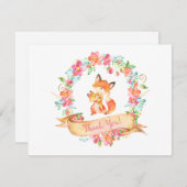 キツネの森林花のリースのシャワーはノート感謝していしています サンキューカード (正面/裏面)