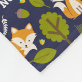 キツネの森林青いパーソナライズ フリースブランケット (角)