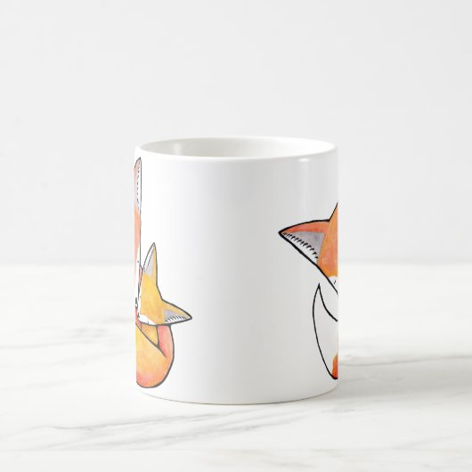 キツネの母子供の美香著かわいい森林芸術のマグ コーヒーマグカップ (中央)